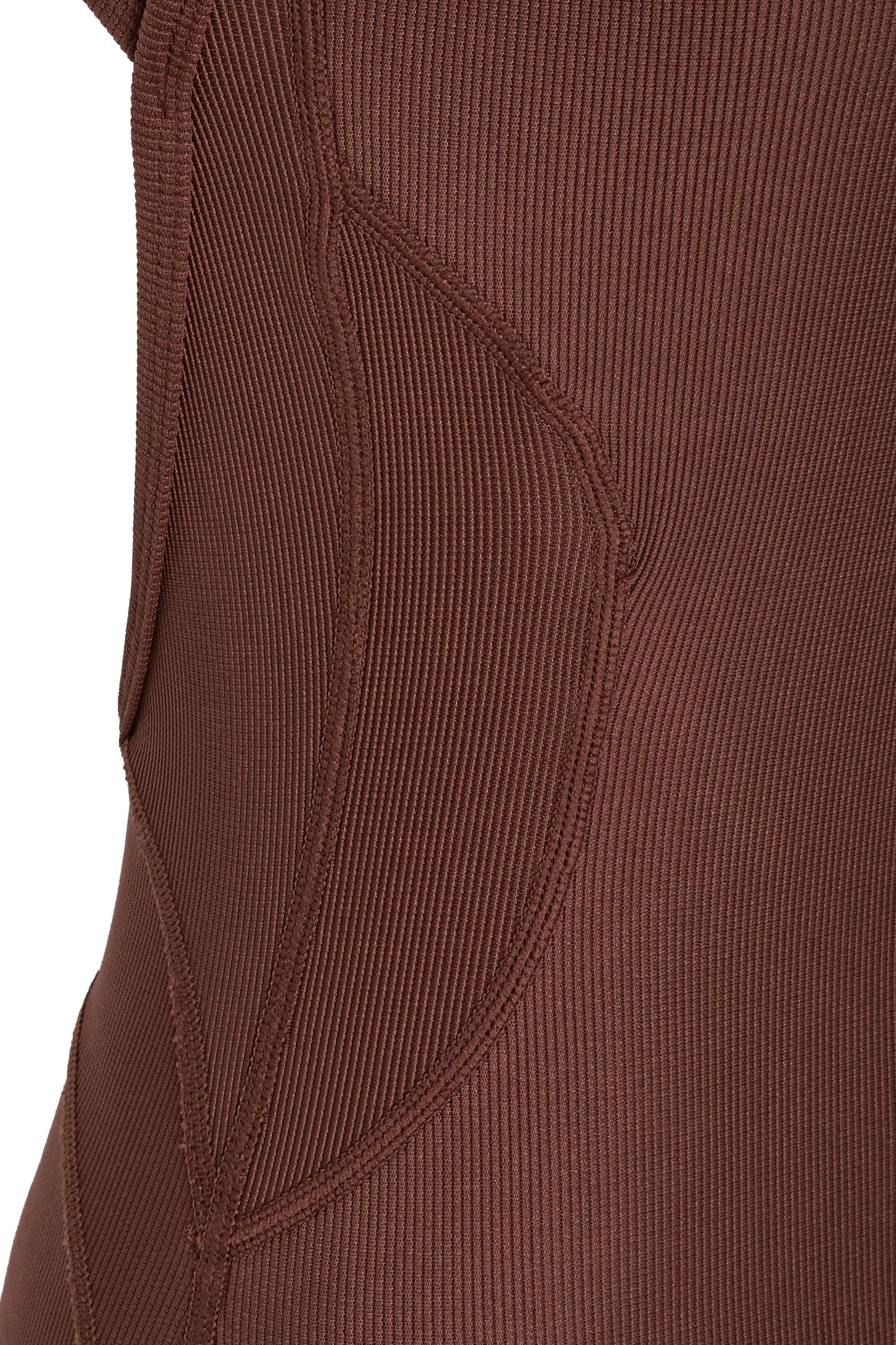 Brown Premium Ribbed Jersey Sleeveless Flared Jumpsuit