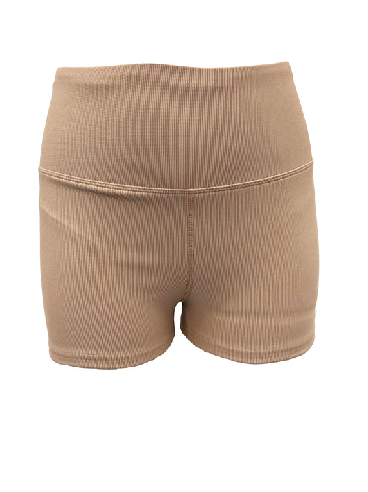 Beige Premium Ribbed Jersey Shorts