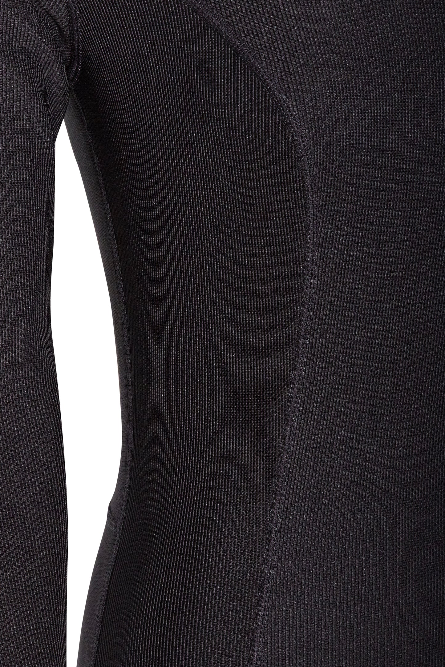 Black Premium Ribbed Jersey Longsleeve Square Neck Jumpsuit