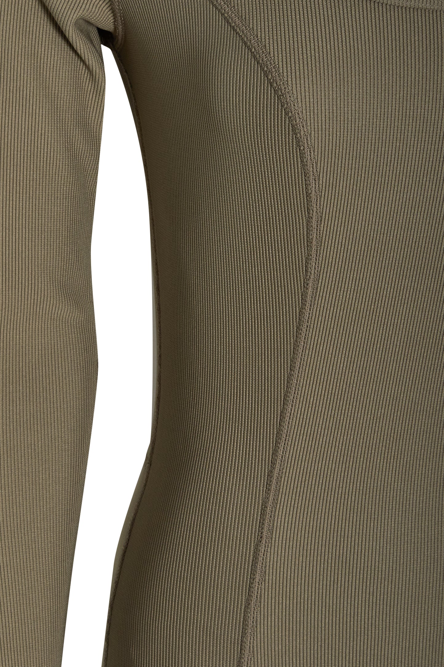 Olive Premium Ribbed Jersey Longsleeve Square Neck Jumpsuit